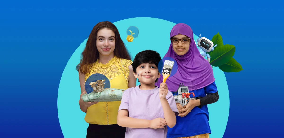 students with robots, experiments and paintbrush